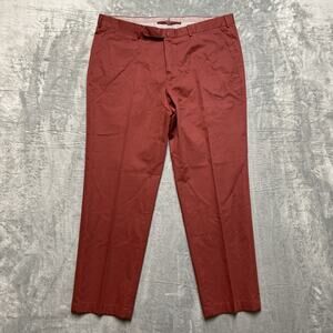 New Ermenegildo Zegna Relaxed Fit Dress Pants Men's Size 56 Red Chinos Pleated